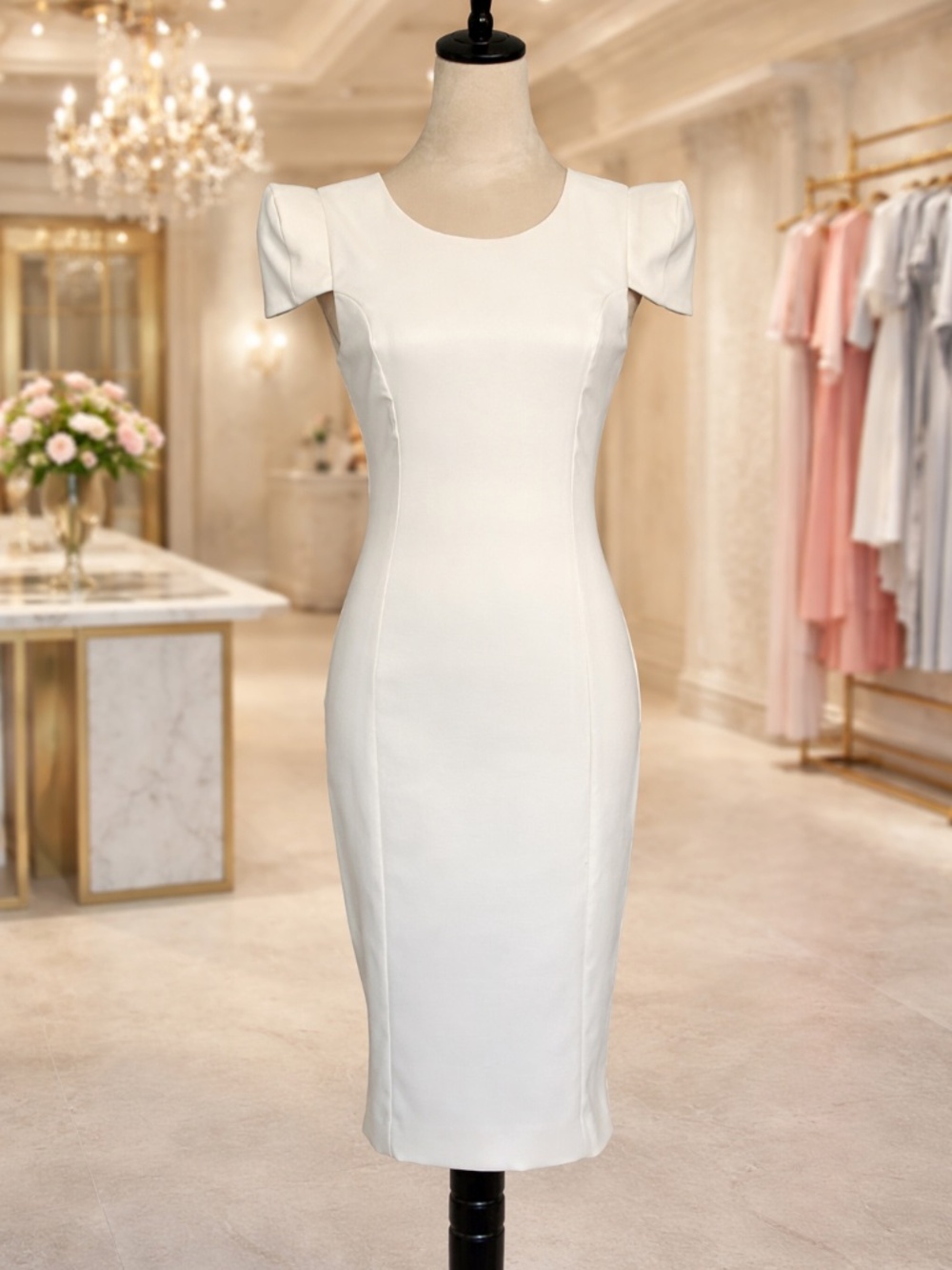 French Connection Ivory/Cream bodycon Dress - fits like a US size 2-4
